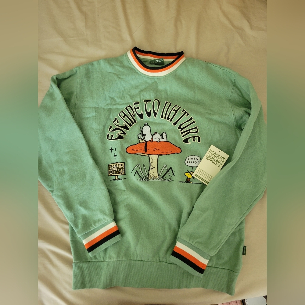 NWT Parks Project Green Sweater with Orange Accents